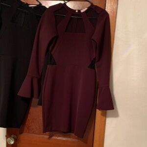 Parker Long-Sleeve Cutout Bodycon Dress in Deep Plum